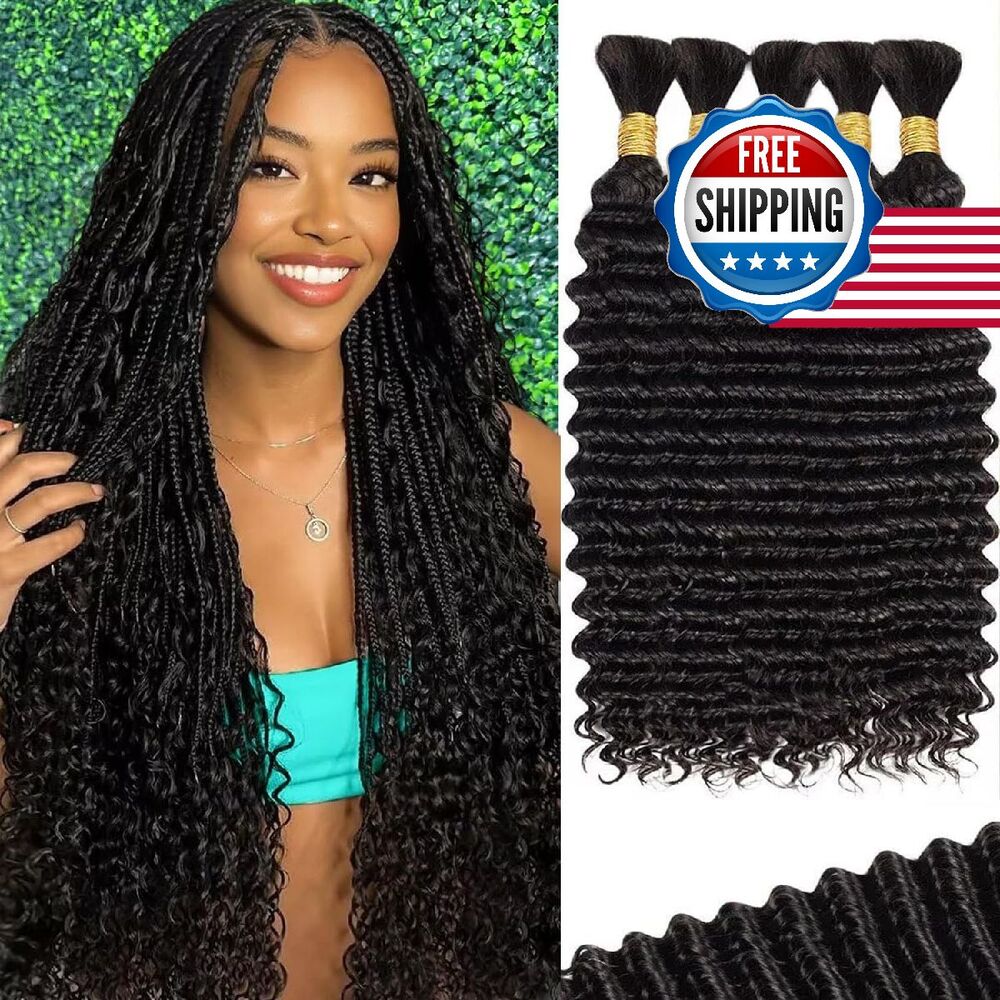Human Braiding Hair for Boho Braids 200g 20 Inch Deep Wave Boho Hair for Braidin